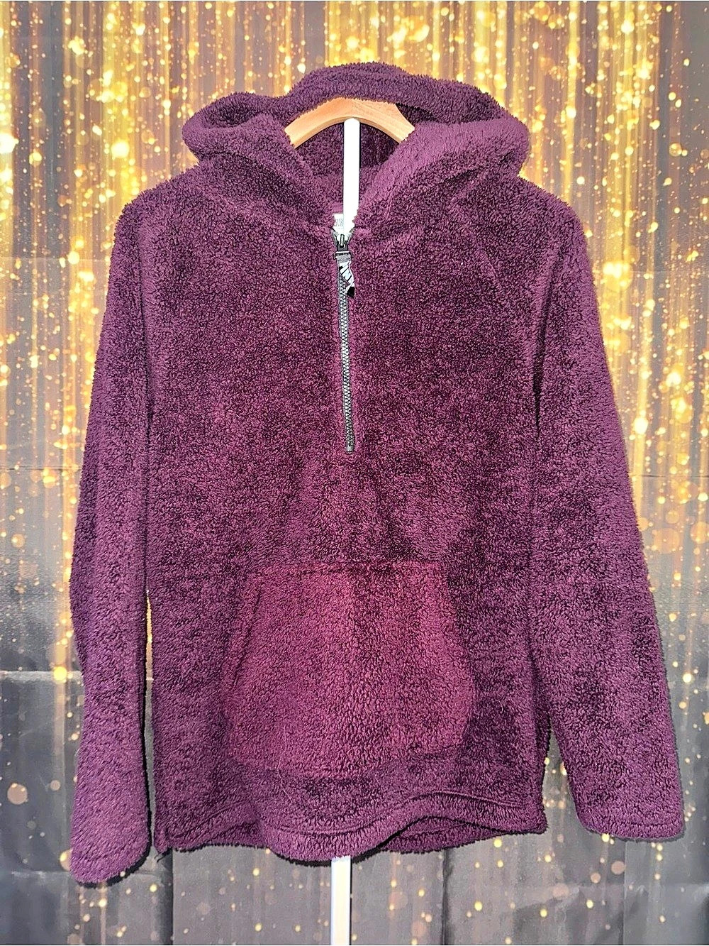 PINK Victoria's Secret Sherpa Half-Zip Pullover Hoodie Purple